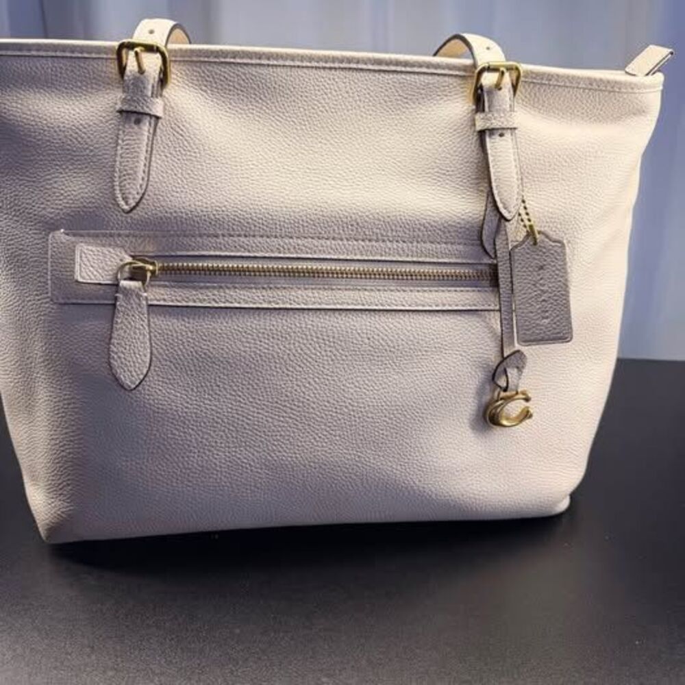 Coach Polished Pebble Leather Taylor Tote in Chalk - NWOT
